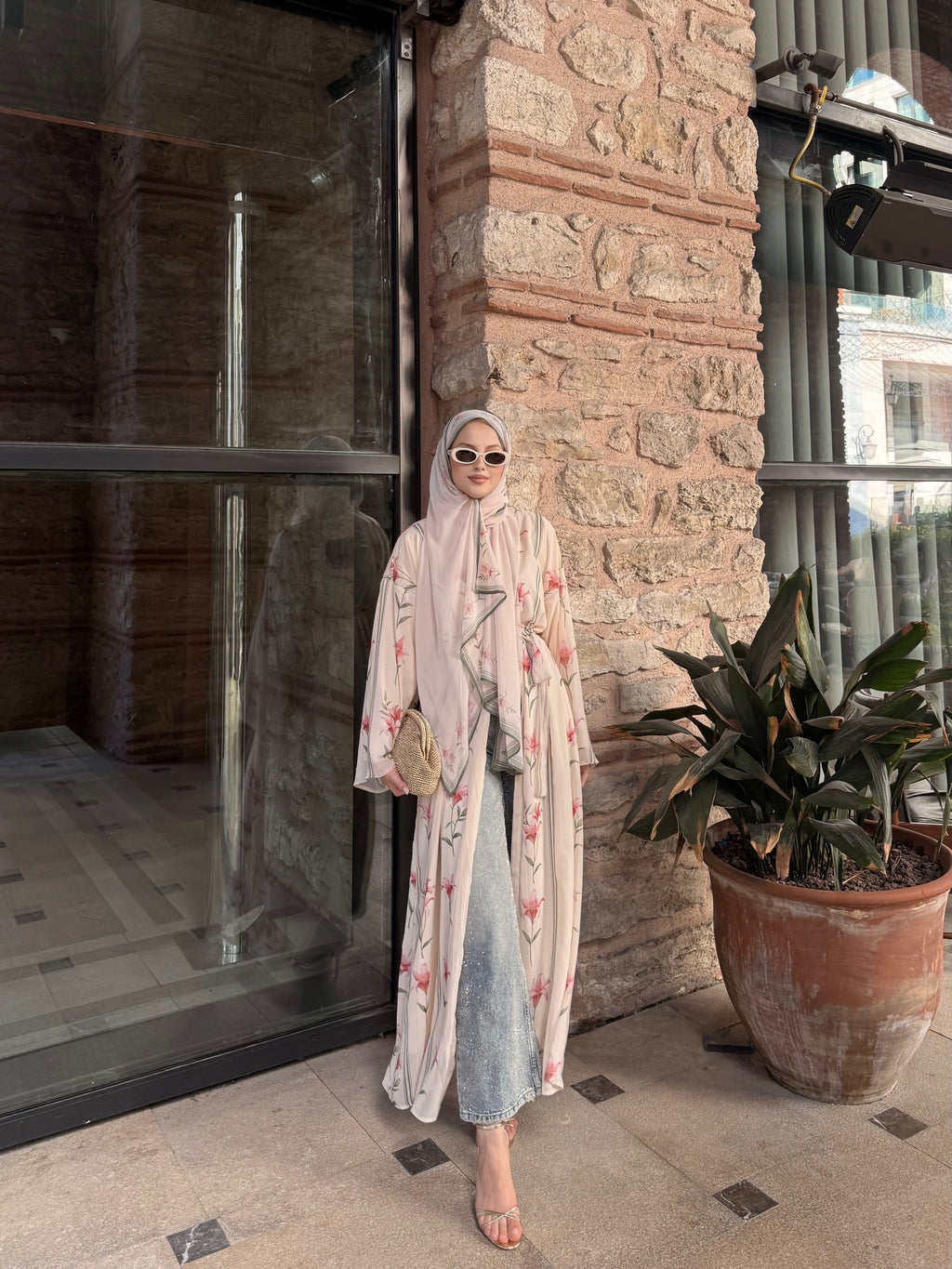 Floral Abaya & Matching Scarf Set