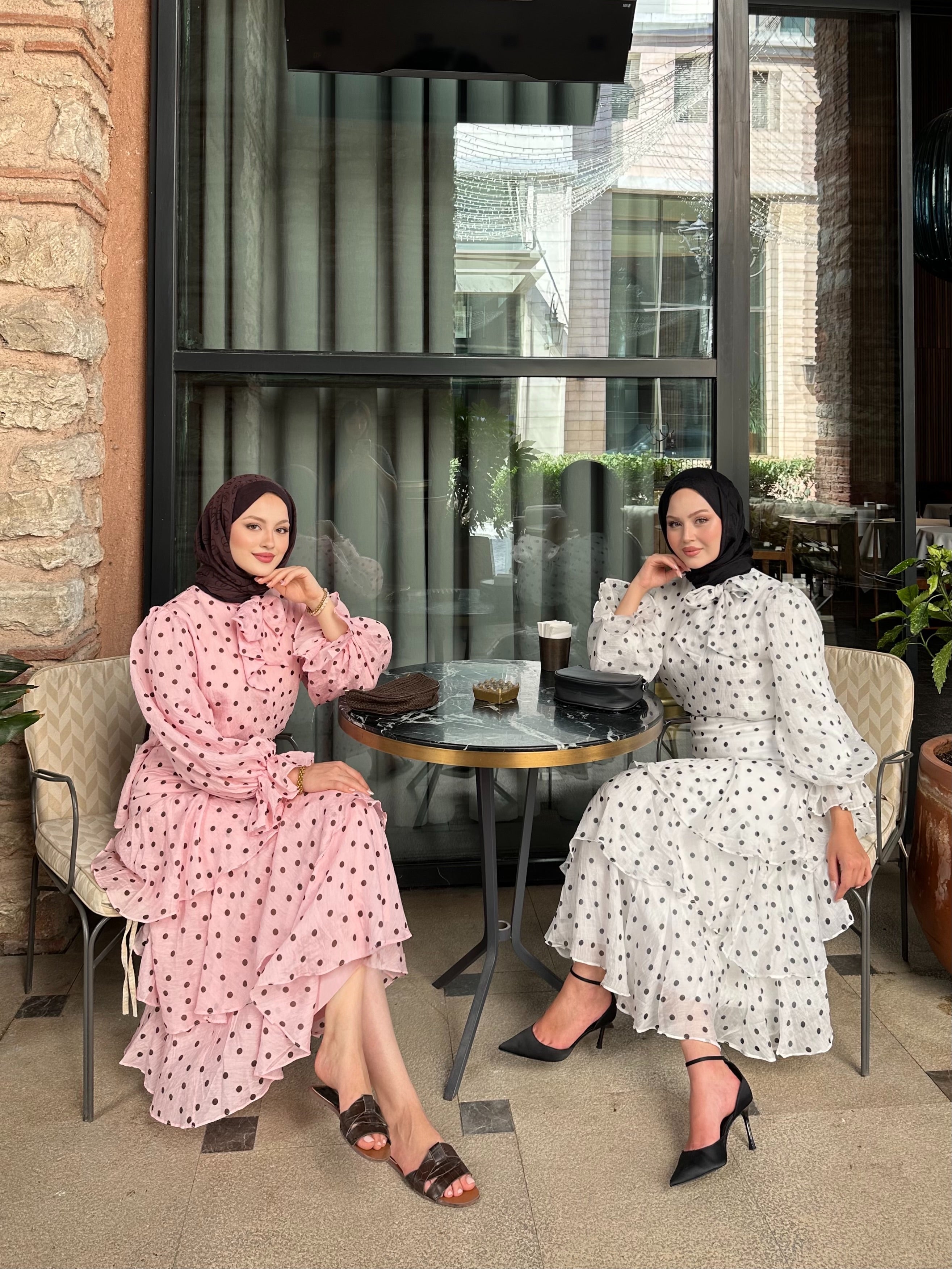 Pink Polka Dot Blouse & Tiered Skirt Set