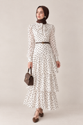 Ivory Polka Dot Tiered Maxi Dress