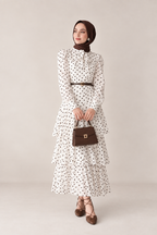 Ivory Polka Dot Tiered Maxi Dress