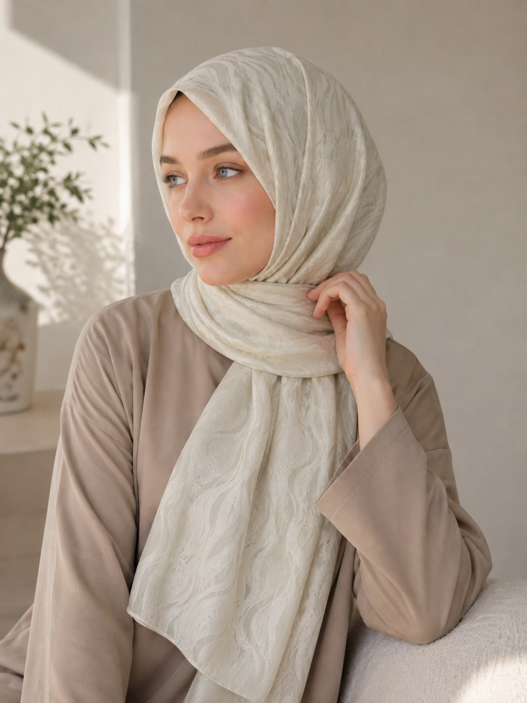 Ivory Jacquard Hijab