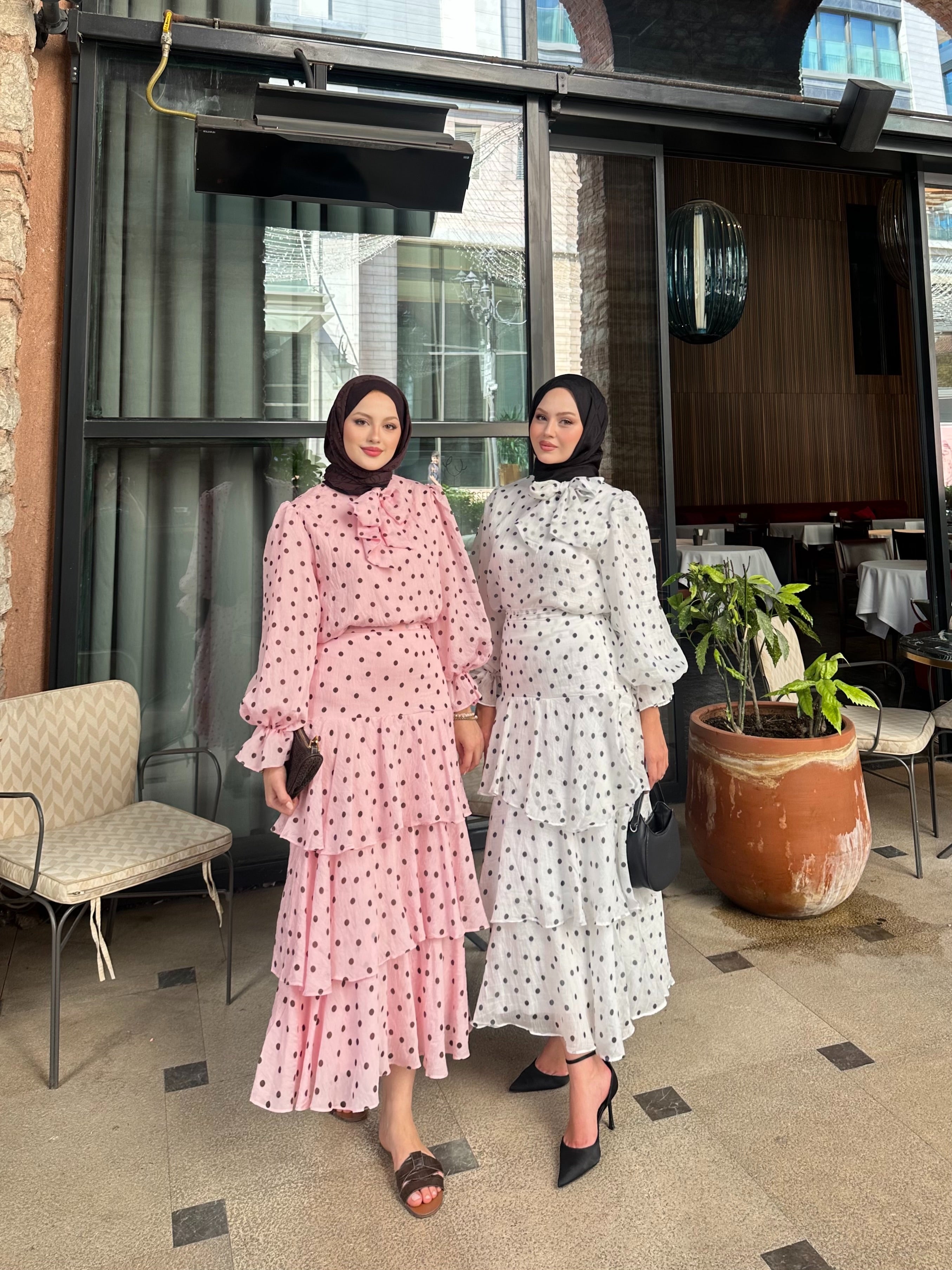 Pink Polka Dot Blouse & Tiered Skirt Set
