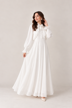 Ivory Ruffle Bow Maxi Dress