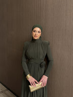 Noura Draped Maxi Dress – Olive