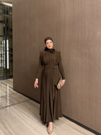 Noura Draped Maxi Dress – Chocolate Brown