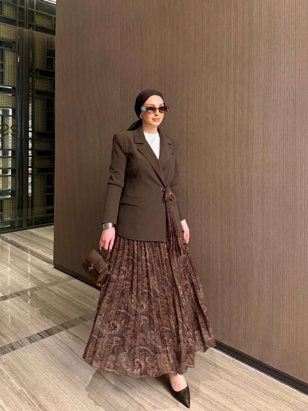 Chocolate Muse Blazer & Skirt Set