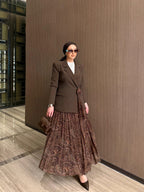 Chocolate Muse Blazer & Skirt Set