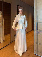 Lina Chiffon Pleated Skirt Set – Ivory