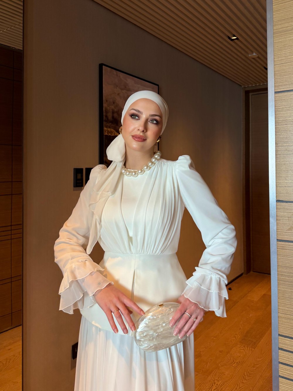 Lina Chiffon Pleated Skirt Set – Ivory