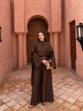 Layla Cape Detail Linen Set – Chocolate Brown