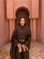 Layla Cape Detail Linen Set – Chocolate Brown
