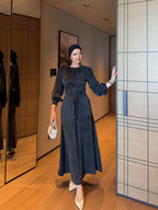 Amara Lace-Up Maxi Dress Black