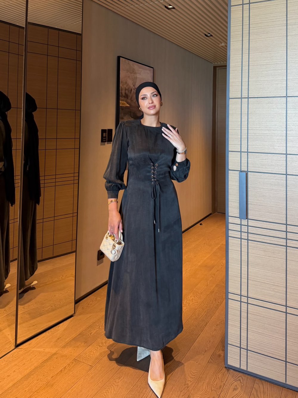 Amara Lace-Up Maxi Dress Black