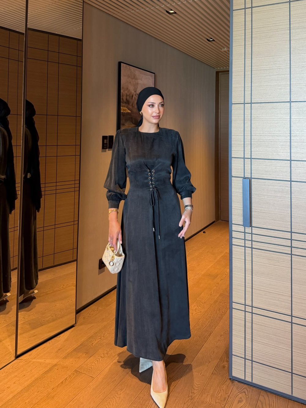 Amara Lace-Up Maxi Dress Black