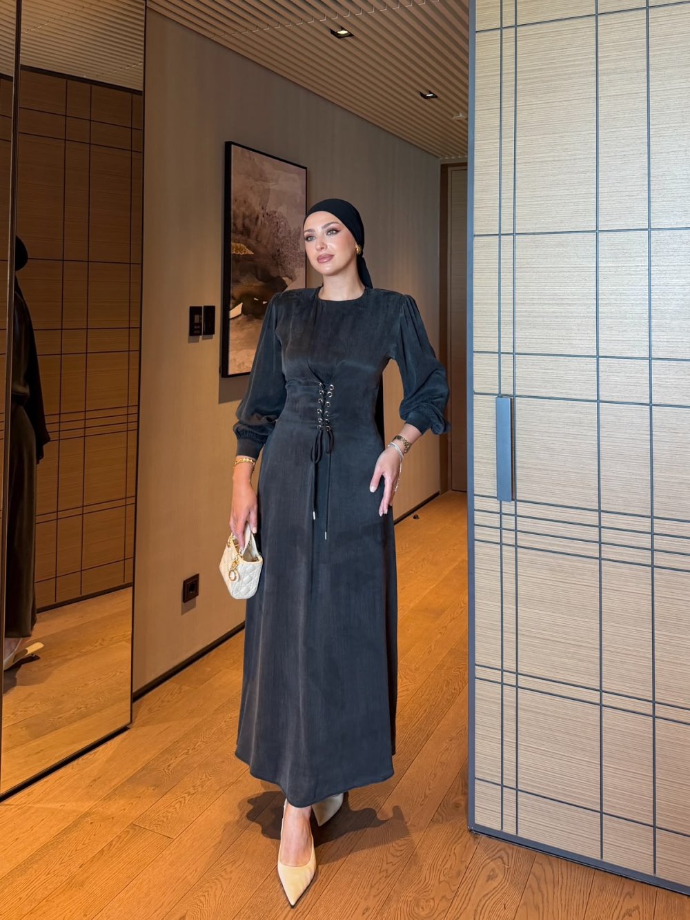 Amara Lace-Up Maxi Dress Black