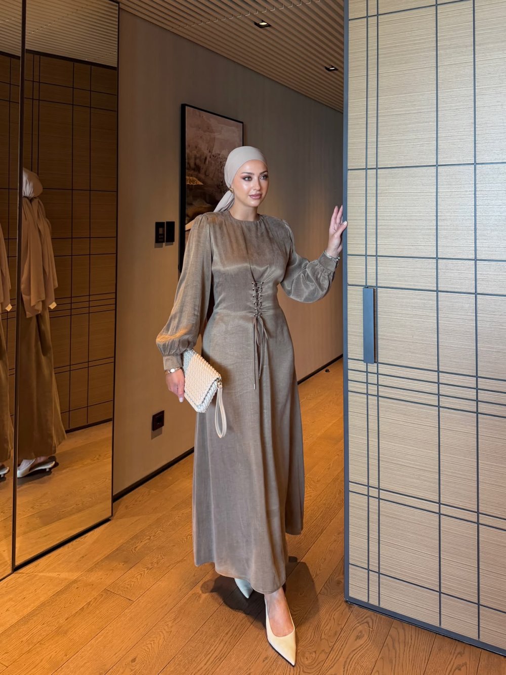 Amara Lace-Up Maxi Dress Mocha