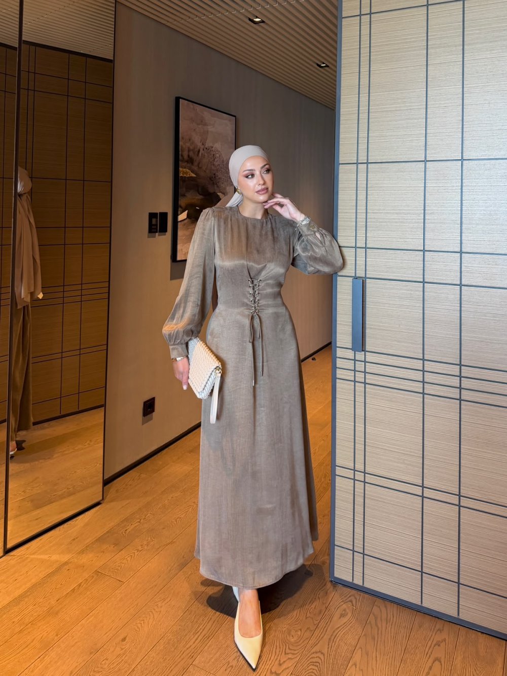 Amara Lace-Up Maxi Dress Mocha