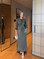 Amara Lace-Up Maxi Dress Olive