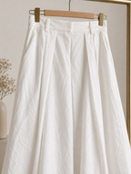 Mila Pleated Gabardine Maxi Skirt – Ivory