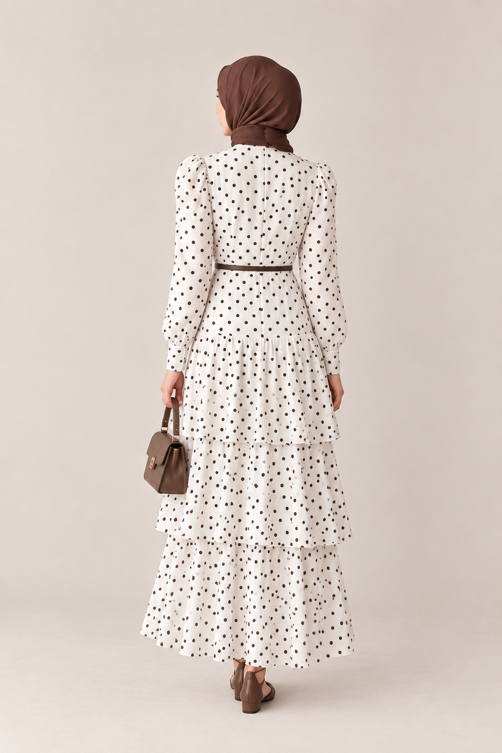 Ivory Polka Dot Tiered Maxi Dress