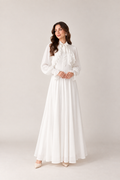Ivory Ruffle Bow Maxi Dress