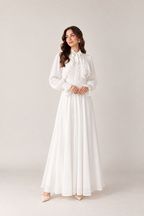 Ivory Ruffle Bow Maxi Dress