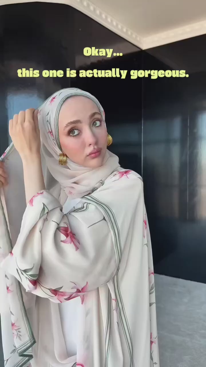 Floral Abaya & Matching Scarf Set